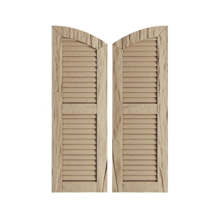 Timberthane Riverwood 2 Equal Louver W/Elliptical Top Faux Wood Shutters, 12W X 42H (38 Low Side)